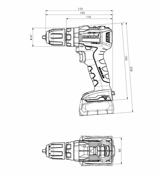 Акумуляторний ударний шурупокрут Metabo PowerMaxx SB 12 BL каркас (601077890) (без акумулятора і ЗП)