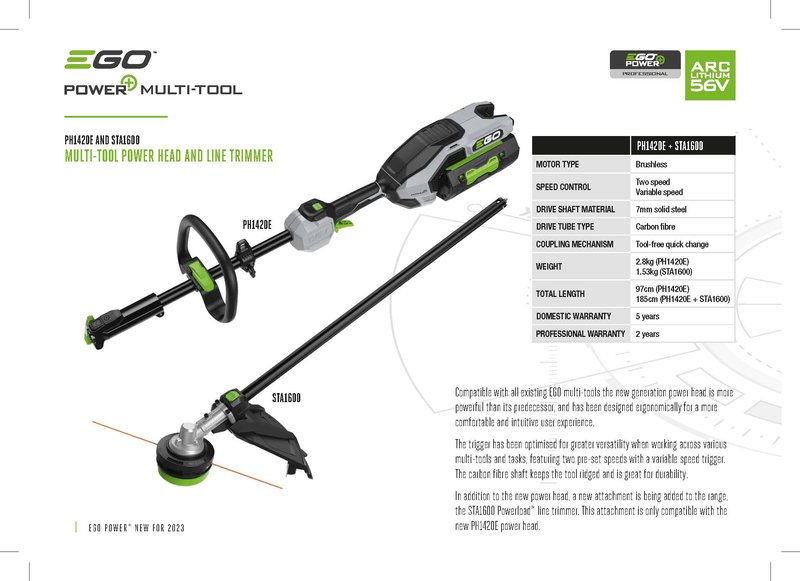 Комбісистема акумуляторна EGO PH1420E 56 В без насадок (F850022002) 83242