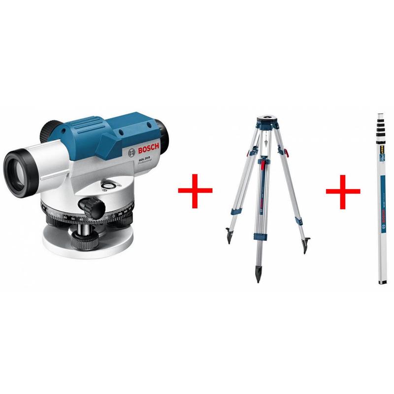 Оптичний нівелір Bosch GOL 20 D в кейсі з штативом BT 160, лінійкою GR 500 (601068402)