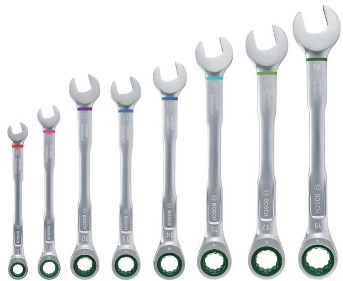 Набір комбінованих ключів з тріскачкою Bosch 8 шт. (1600A027PS)
