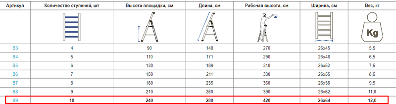 Сталева оцинкована драбина VIRASTAR 10 ступенів (B9)