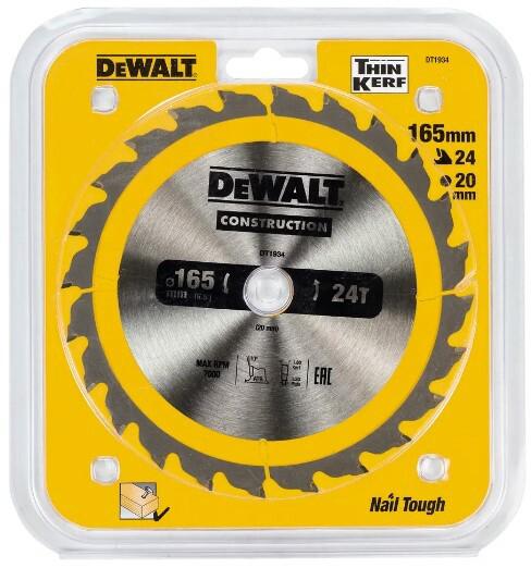 Диск пильний DeWALT CONSTRUCTION DT1934, 165х20 мм, 24z