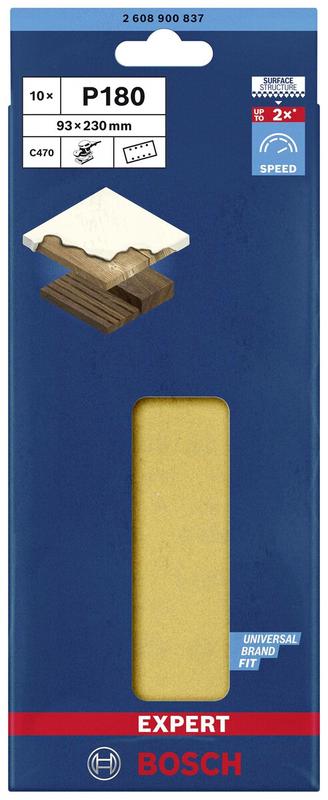 Шліфлист Bosch Plain ExC470, S1260, G180, 230х93 мм, 10 шт. (2608900837)