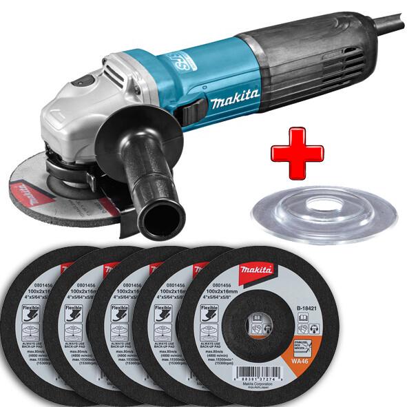 Кутова шліфувальна машина Makita GA 5040 + 5 гнучких зачищувальних дисків + опорна підошва