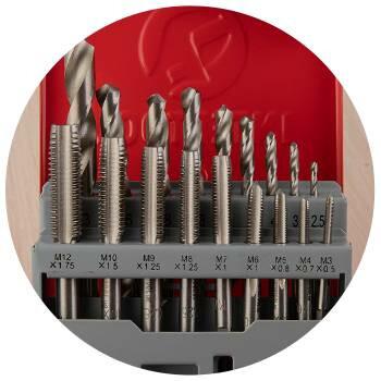 Набір мітчиків та свердел 18 шт. INTERTOOL SD-8100