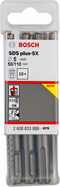 Набір бурів Bosch SDS plus-5X 5x50x110 мм, 10 шт (2608833889)