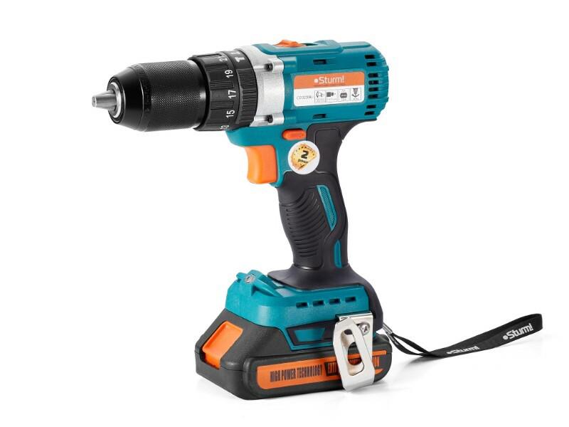 Шуруповерт акумуляторний Sturm з ударом Li-Ion 20В 2.0Ач (CD3220BLI) 2 акумулятора
