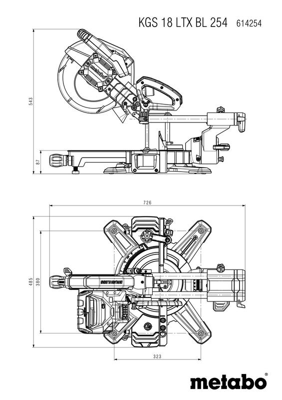 Акумуляторна торцювальна пила Metabo KGS 18 LTX BL 254, без АКБ и ЗП (614254850)