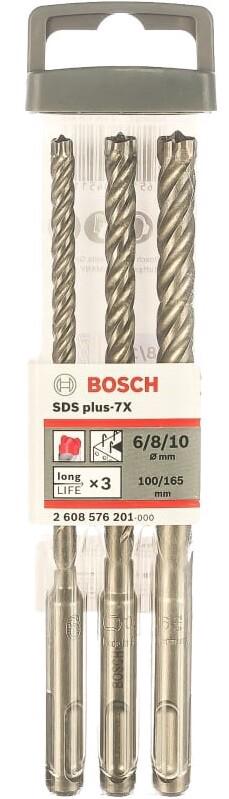 Набір бурів бетону Bosch SDS-Plus-7X, 3 шт. (2608576201)