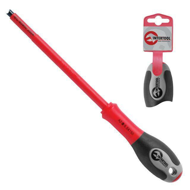 Викрутка шліцева ізольована SL4х75 мм Intertool VT-3204
