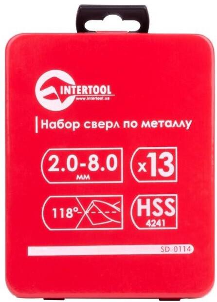 Набір свердел по металу Intertool HSS 13 шт (2.0-8.0) полірована сталь (SD-0114)