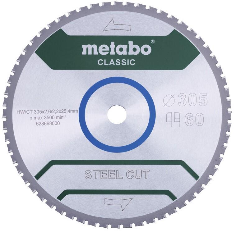 Пильний диск Metabo Steel cut Classic HW/CT 305х2.6/2.2x25.4, Z60 FZFA/FZFA 4 град. (628668000)