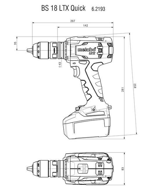 Акумуляторний шурупокрут Metabo BS 18 LTX Quick LiHD 2x4.0 Ah (602193800)