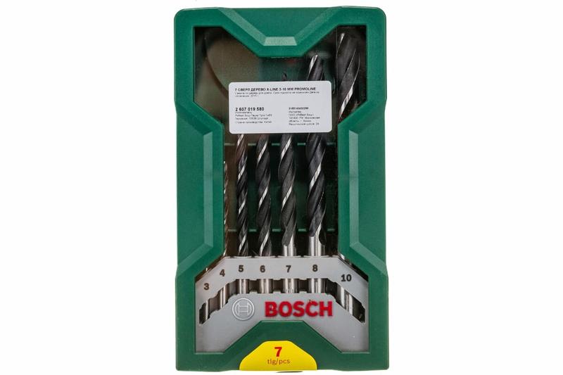 Набір свердел по по дереву Bosch Mini X-Line 3-10 мм, 7 шт. (2607019580)