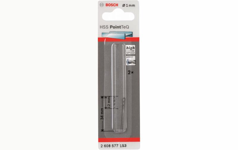 Свердло Bosch 2 HSS PointTeQ 1 мм, 2 шт (2608577153)