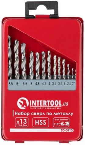Набір свердел по металу Intertool HSS 13 шт (1.5-6.5) полірована сталь (SD-0113)
