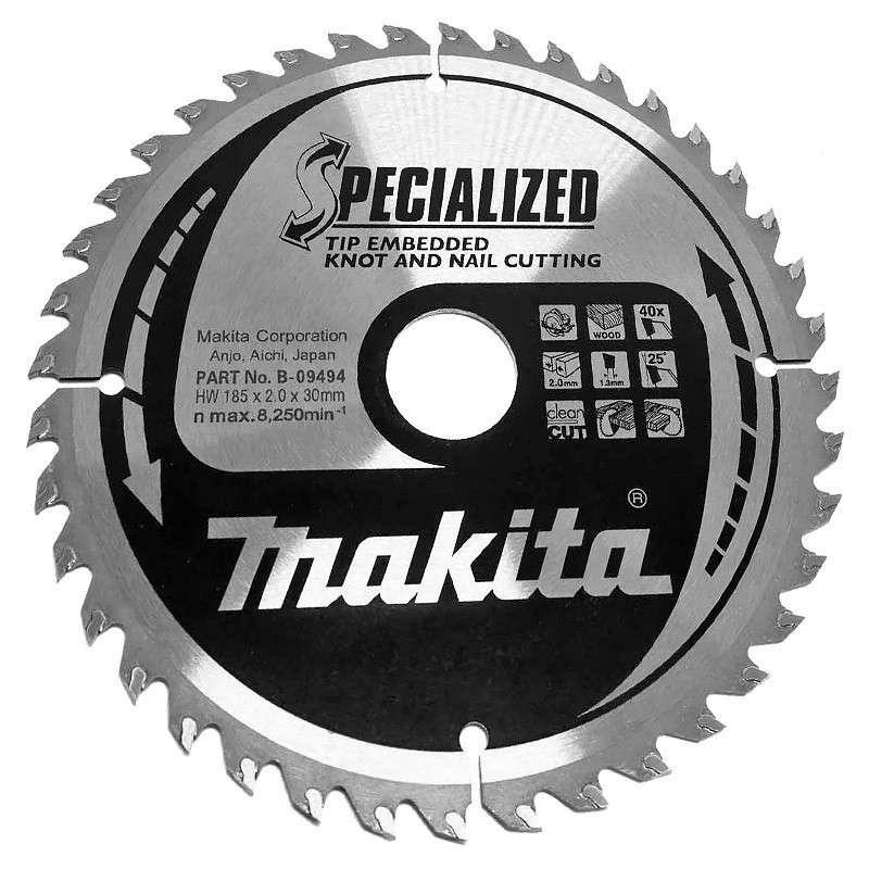 Пильний диск Makita Specialized по дереву з цвяхами 185x30мм 40T (B-09494)