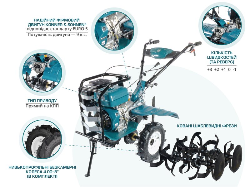 Бензиновий культиватор KS 9HP-1350G-3 (400)