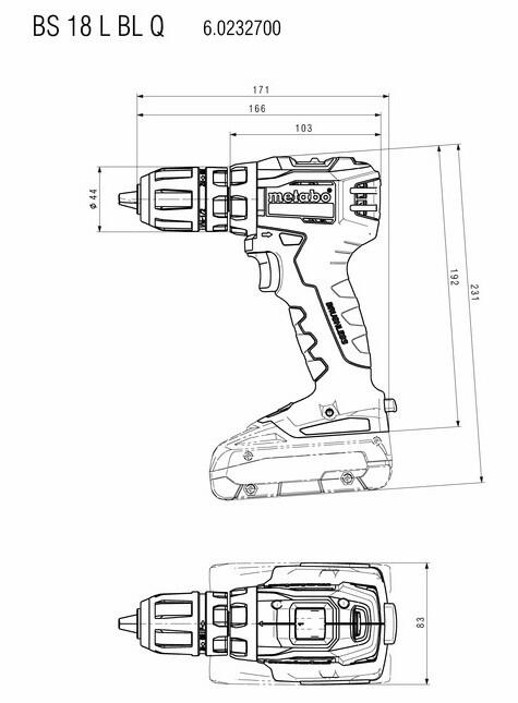 Акумуляторний шурупокрут Metabo BS 18 L BL Q каркас MetaLoc (602327840) (без акумулятора і ЗП)