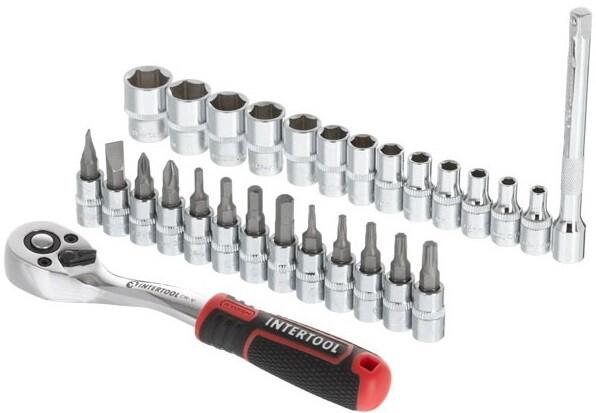 Набір головок Intertool STORM TORX PH HEX FD 1/4 "4х14 мм 28 од. Cr-V (ET-8018)