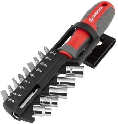 Викрутка Intertool 1/4 "100 мм з магнітним утримувачем і комплектом насадок 15 од (VT-3343)