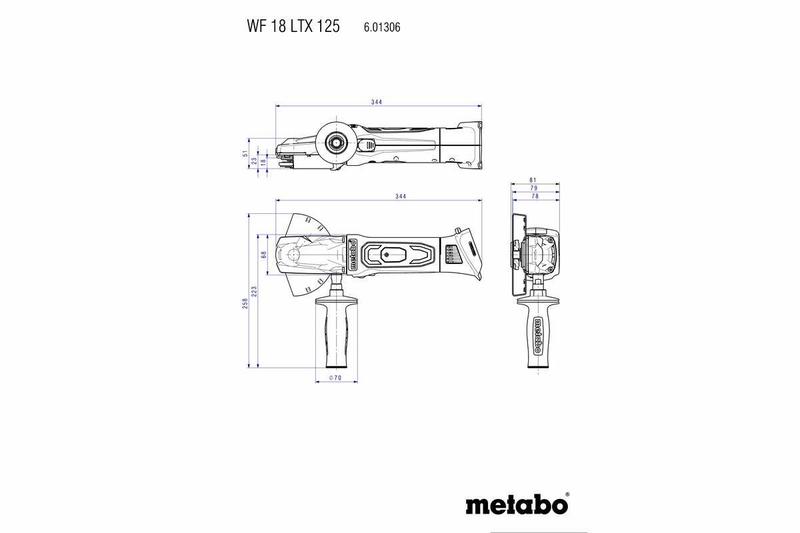 Акумуляторна шліфмашина з плоским редуктором Metabo WF 18 LTX 125 Quick (2xLiHD 5,5Аг, ASC 30-36V)