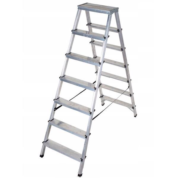 Двухсторонняя алюминиевая стремянка VIRASTAR Step Stool 2x7 ступеней, 125 кг DR125ALDD7