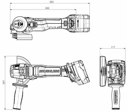 Акумуляторна кутова шліфувальна машина Metabo WB 18 LT BL 11-125 Quick (613054650)