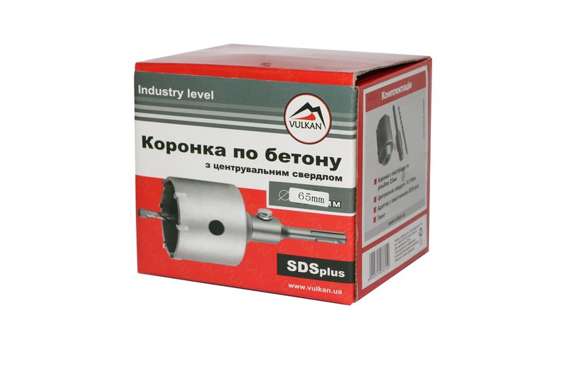 Коронка по бетону Vulkan 65 мм з адаптером SDS+ 5714