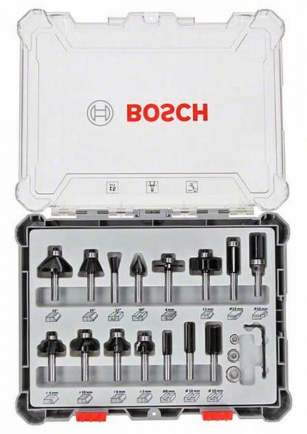 Набір фрез змішаний Bosch 8 мм. 15 шт. (2607017472)
