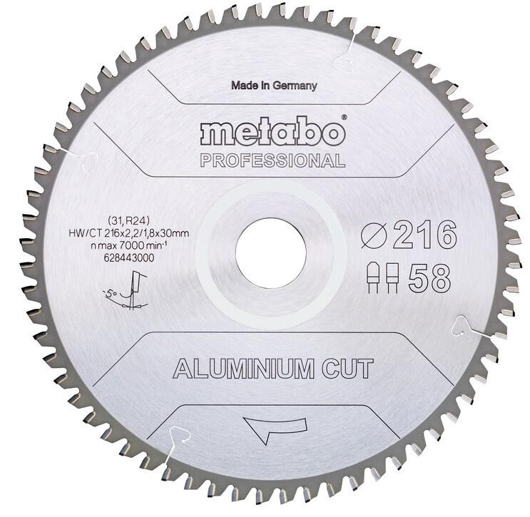 Пильний диск Metabo Aluminium cut HW/CT 216х2.2/1.8x30, Z58 FZ/TZ 5 град. (628443000)