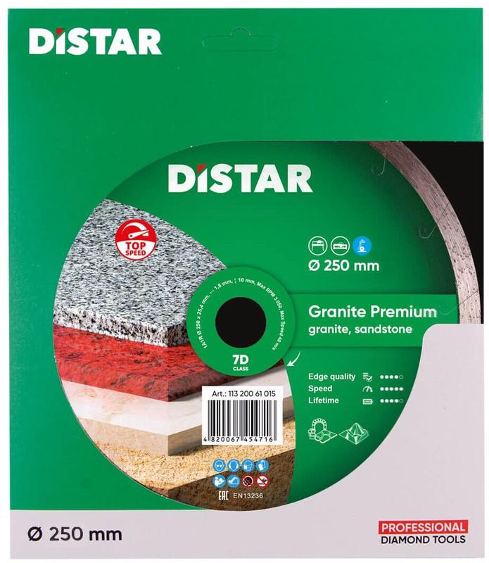 Алмазний диск Distar 1A1R 250x1,7x10x25,4 Granite Premium (11320061019)