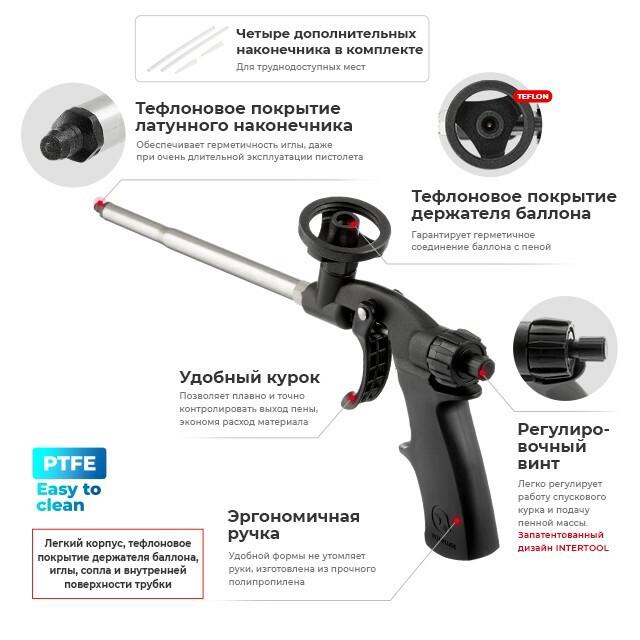 Пістолет для монтажної піни INTERTOOL PT-0605