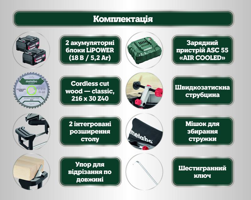 Акумуляторна торцювальна пила Metabo KGS 18 LTX BL 216 (614216650)