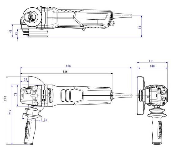 Кутова шліфувальна машина мережева Metabo WEPBA 19-125 Q DS M-Brush (613114000)