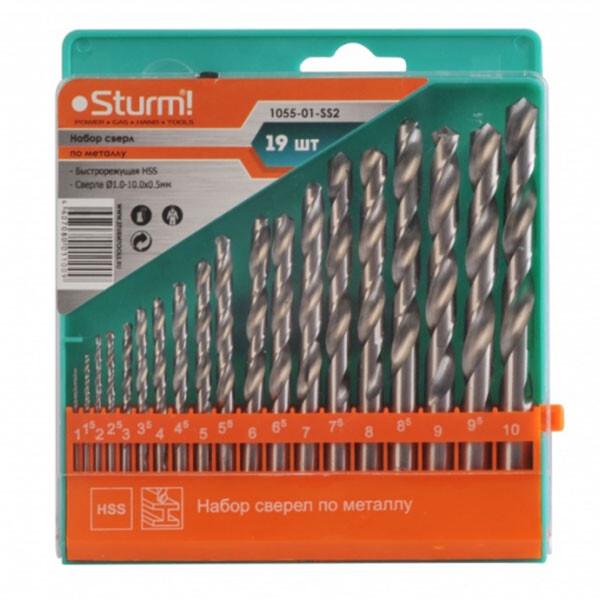 Набір свердел по металу Sturm 1055-01-SS2 1-10 мм, 19 шт