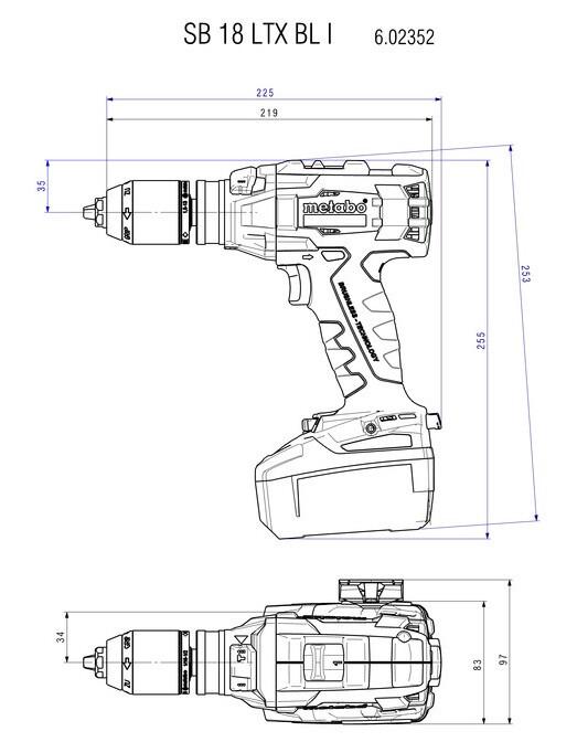 Акумуляторний ударний шурупокрут Metabo SB 18 LTX BL I LiHD 2x4.0 Ah (602352800)