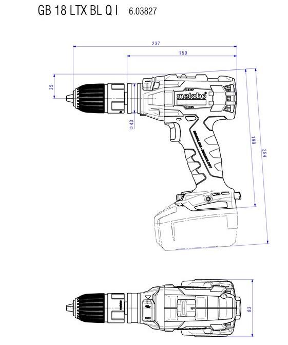 Акумуляторний шурупокрут Metabo GB 18 LTX BL Q I Каркас MetaLoc (603828840) (без акумулятора і ЗП)