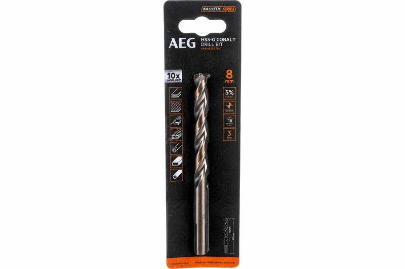 Свердло AEG AAKHSSCBT8-0 HSS-Co, 8х75х117 мм (4932479337)