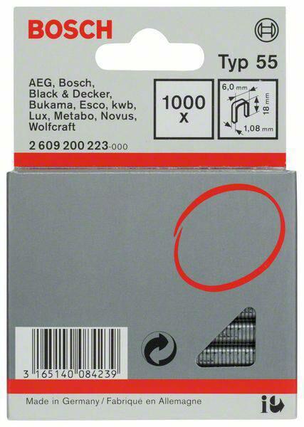 Скоби для степлера Bosch тип 55, 6х18 мм, 1000 шт. (2609200223)