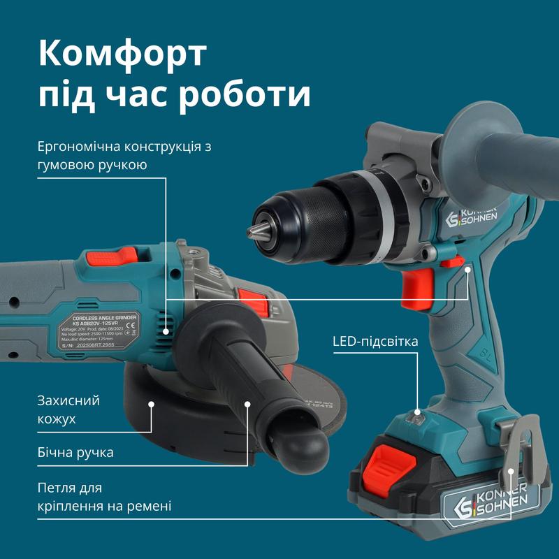 Набір акумуляторних інструментів Konner&Sohnen KS IDAGB 20V SET 1 PLUS