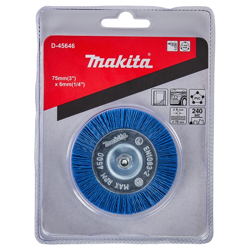 Нейлонова конічна щітка Makita для кінцевої обробки 75x6 мм (D-45646)