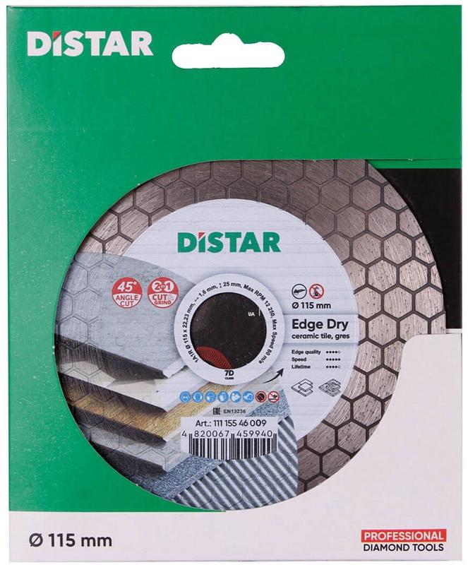 Круг алмазний відрізний Distar 1A1R 115x1,6 / 1,2x25x22,23 Edge Dry (11115546009)