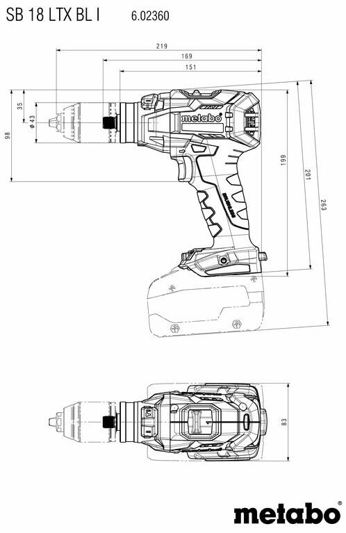 Акумуляторний шуруповерт Metabo SB 18 LTX BL I (602360840)