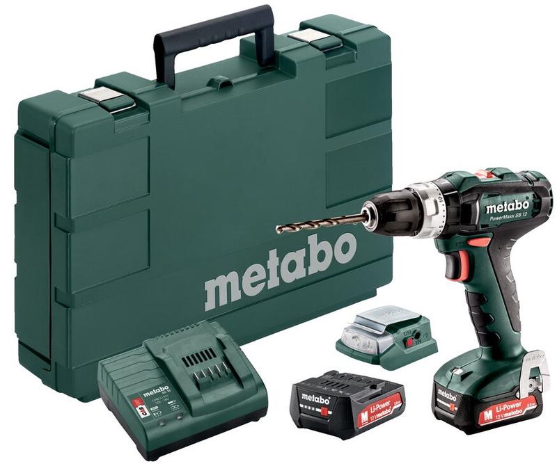 Акумуляторний шурупокрут Metabo PowerMaxx BS 12 V SB Basic Set + PA, 2x2.0Ah (601076910)