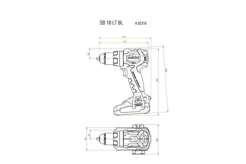 Акумуляторний дриль-шурупокрут Metabo SB 18 LT BL (602316840) (без акумулятора і ЗП)