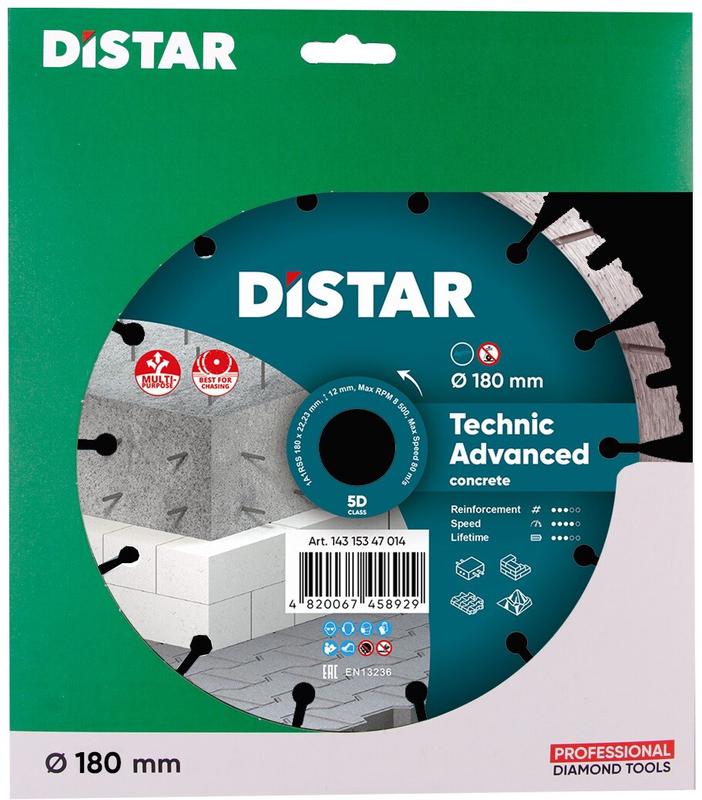 Диск алмазний відрізний Distar 1A1RSS/C3-H 180x2,6/1,8x12x22,23-14 Technic Advanced (14315347014)