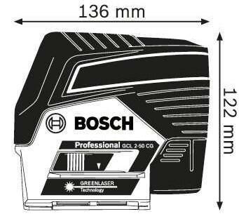 Лазерний нівелір Bosch GCL 2-50 CG + RM 2 (12 V) + стельова кліпса + L-Boxx (0601066H00)