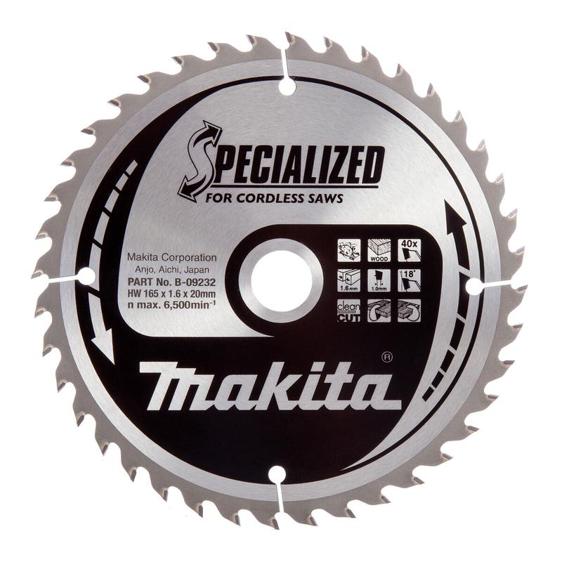Пильний диск Makita Specialized по дереву 165x20мм 40T (B-09232)