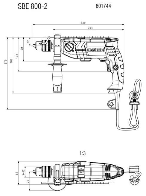 Ударний дриль Metabo SBE 800-2 (601744000)